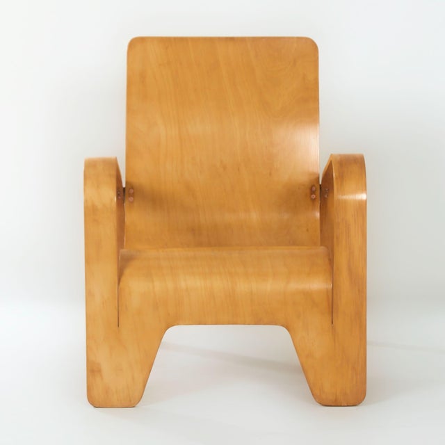 Mid-Century Modern LaWo 1 Armchair in Birchwood by Han Pieck for LAWO Ommen, 1946 For Sale - Image 3 of 11