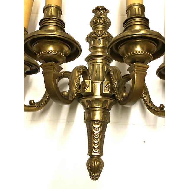 1950s Antique Brass 4-Light Wall Lamp, 1950s For Sale - Image 5 of 8