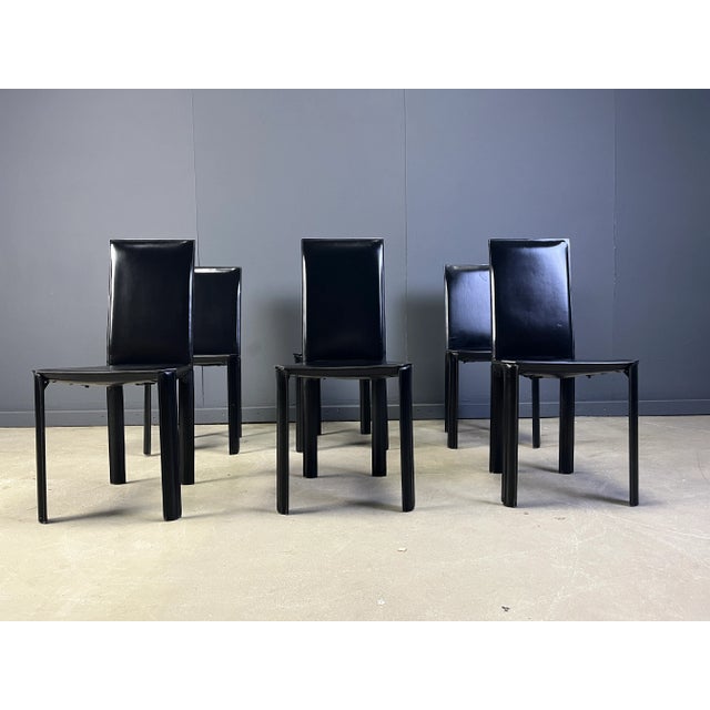 1980s Black Leather Dining Chairs from De Couro, Brazil, 1980s, Set of 6 For Sale - Image 5 of 9