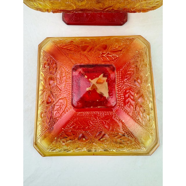1960s 1960s Jeannette Glass Vintage Amberina Acorn and Oak Leaf Candy Dish For Sale - Image 5 of 6