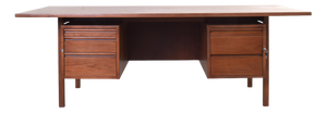 Large Mid-Century Modern American Walnut Executive Desk, 1970s