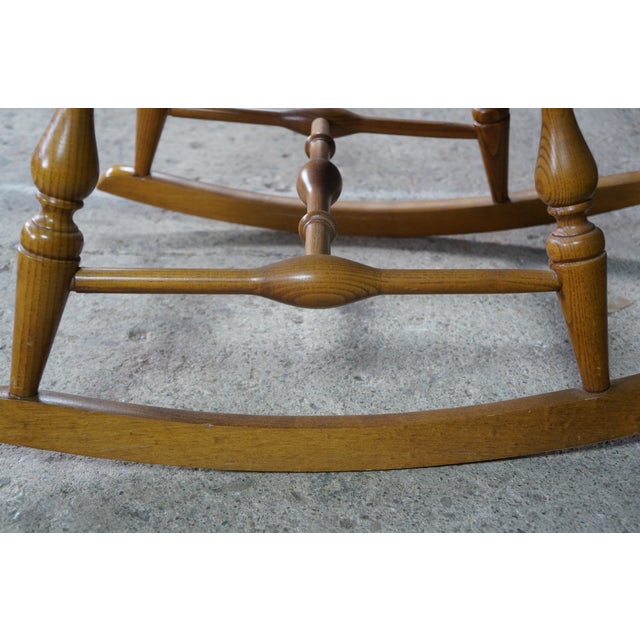 Vintage Nichols & Stone Oak Windsor Rocking Chair Hoop Back Colonial Rocker For Sale - Image 12 of 17