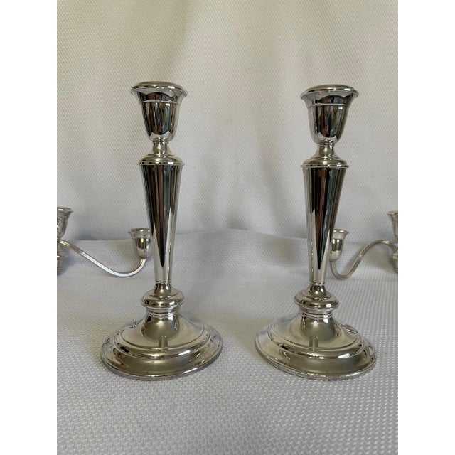 Mid 20th Century Silverplated Gorham "Newport" Two Arm Candelabras - a Pair For Sale - Image 6 of 12