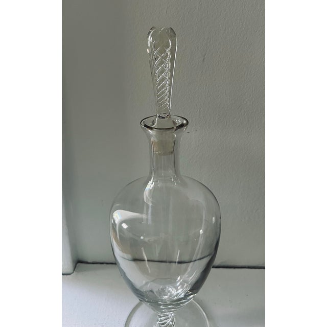 Stuart Crystal Ariel Wine Decanter with Stopper Vintage. Blown glass decanter with art glass stopper and stem.