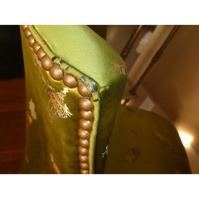 1940's Vintage Emerald Green Barrel Back Chair in Chinoiserie For Sale - Image 4 of 8