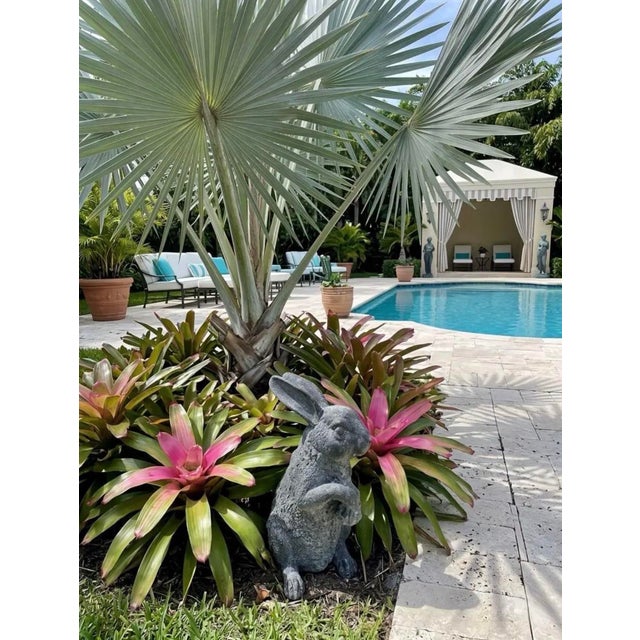 Slate Gray Vintage-Style Cast Garden Rabbit Statue For Sale - Image 8 of 10
