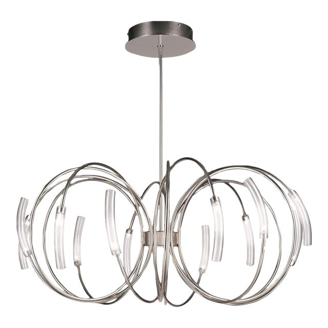 Terzani Hook Chandelier Pendant Light Nickel/Clear Suspension Lamp 90cm For Sale