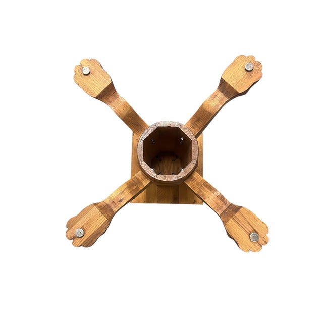 Brown 1992 Amish Solid Oak Claw Feet Pedestal Dining Table by Walter of Wabash With Extension Leaf For Sale - Image 8 of 10