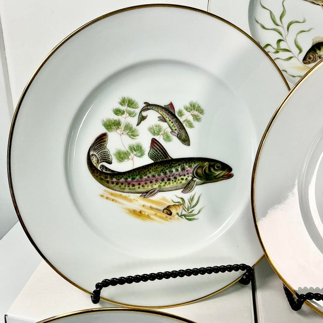 1960s Vintage Adirondack Rustic European Porcelain Fish Dinnerware - 9 Piece Set. For Sale - Image 13 of 17