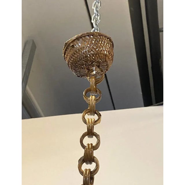 Wood Bamboo Chandelier in Vienna Straw, 1970s For Sale - Image 7 of 9