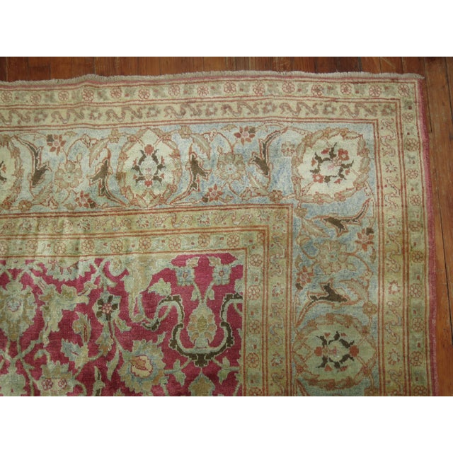 Raspberry Icy Blue Oversize Persian Tabriz Rug, Early 20th Century For Sale - Image 13 of 18