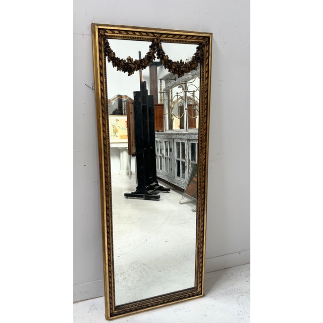 Louis XVI Style Console and Interior Mirror in Gilded Wood, Set of 2 For Sale - Image 3 of 18