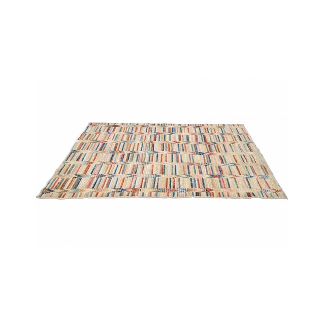 Modern Multicolor Hand Knotted Wool Rug For Sale - Image 4 of 6