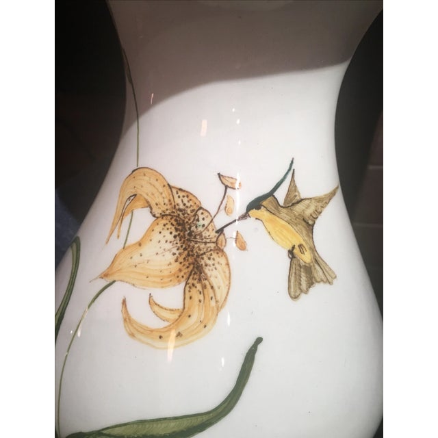 Ceramic Italian Lily & Hummingbird Pitcher For Sale - Image 7 of 7