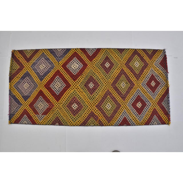 Small Vintage Geometric Kilim Rug For Sale - Image 9 of 10
