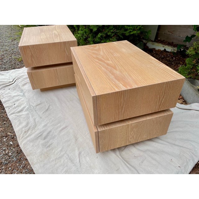 Mid-Century Modern Vintage Modern Stacked Box Lawson Fenning Nightstands in White Oak - Pair For Sale - Image 3 of 9