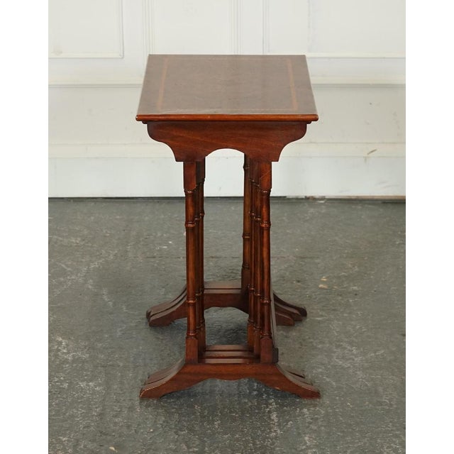 Vintage Sheraton Revival Burr Walnut Nest of Tables, Set of 3 For Sale - Image 6 of 10