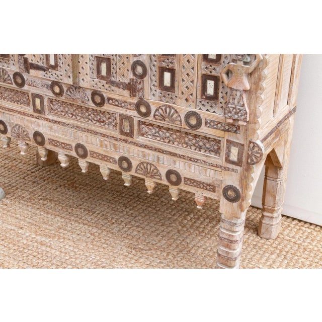 1950s Ornate Indian Damachiya Cabinet W/Mirror Work For Sale - Image 9 of 12