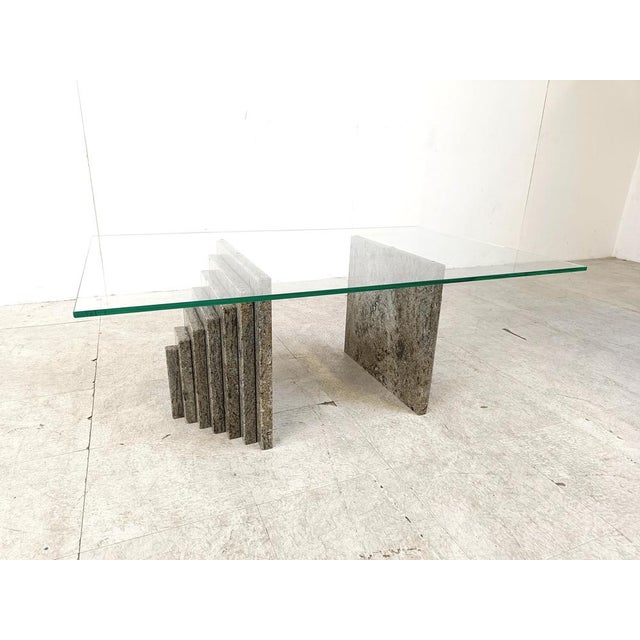 Mid-Century Modern Vintage Granite Coffee Table, 1980s For Sale - Image 3 of 8