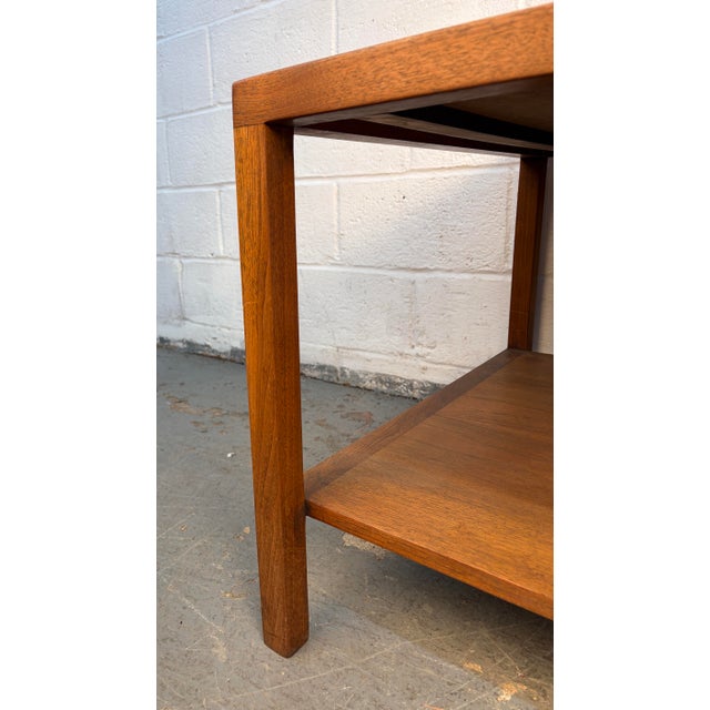 White 1960’s Two-Tiered Walnut and White Formica Coffee Table For Sale - Image 8 of 10