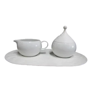 Rosenthal Bjorn Wiinblad Magic Flute White Porcelain Creamer Sugar Bowl & Tray