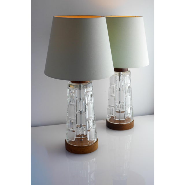 Mid-Century Modern Scandinavian Teak and Glass Table Lamps, Set of 2 For Sale - Image 16 of 17