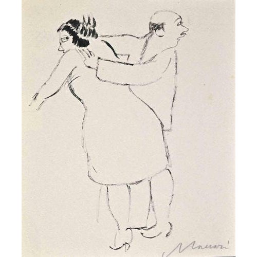 Black marker pern drawing on paper realized by Maccari in 1935 ca. Hand signed in pencil lower right. Very good condition....