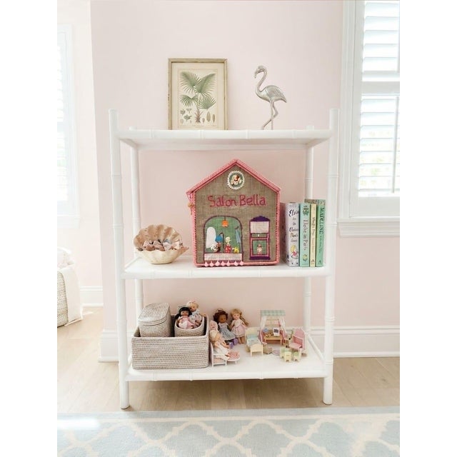 Textile Vintage "Salon Bella" House-Shaped Toy Storage Box For Sale - Image 7 of 12