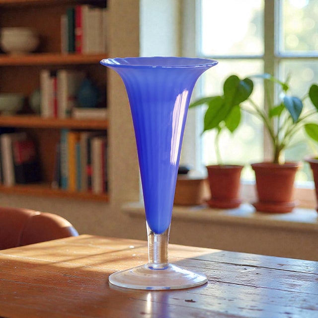 Large Art Deco Cobalt Blue Murano Glass Vase, 1920 For Sale - Image 7 of 7