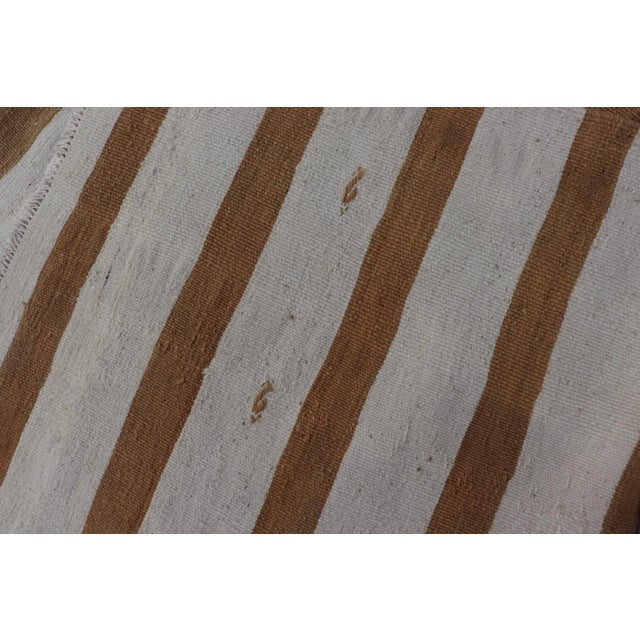 Mid 20th Century Vintage Turkish Kilim Rug With Horizontal Stripes in Brown and Cream For Sale - Image 11 of 11
