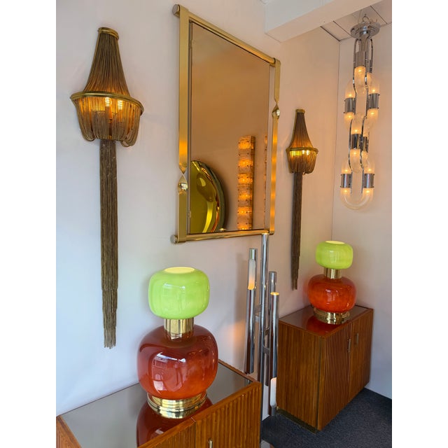 Large Pair of Brass Bracelet Chain Sconces For Sale - Image 14 of 14