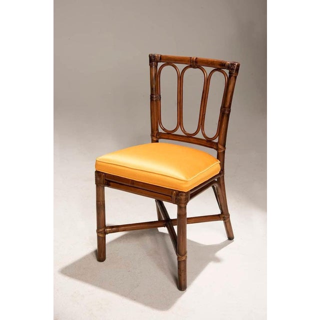Wood Extendable Round Table and Rattan Chairs from Mc Guire, 1970s, Set of 5 For Sale - Image 13 of 18