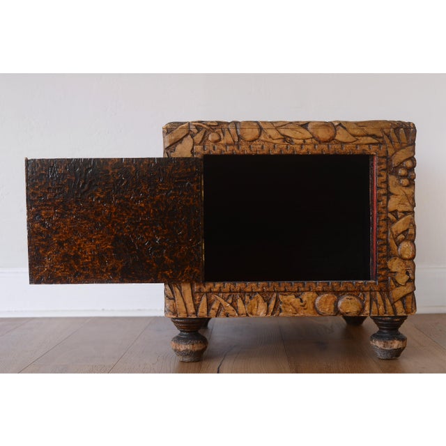 Wood Vintage Folk Art Camphor Chest With African Safari Theme Animal Carvings For Sale - Image 7 of 15