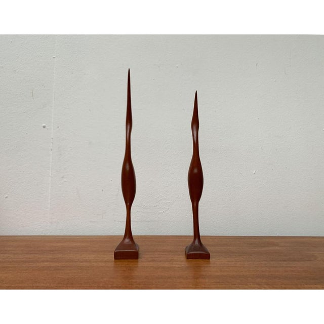 Mid-Century Wooden Teak Birds, 1960s, Set of 2, in Very Good conditions. Designed 1960 to 1969