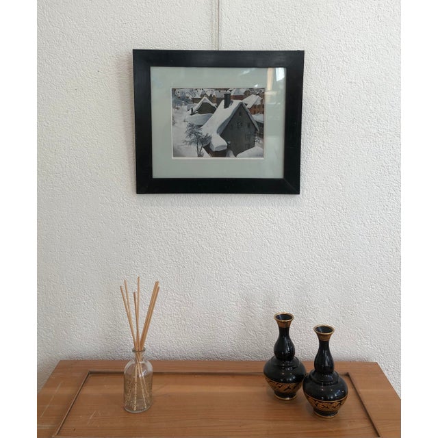 C. Démolis, Toits enneigés, 1945, Oil on Cardboard, Framed For Sale - Image 9 of 10