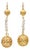 18KY Cultured Pearl & Textured Ball Dangle Earrings, 2 pieces For Sale