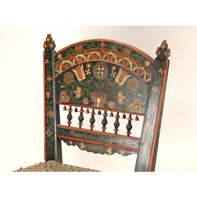 Folk Art Dated 1902 German Schwälmer Folk Art Wedding Chair For Sale - Image 3 of 18