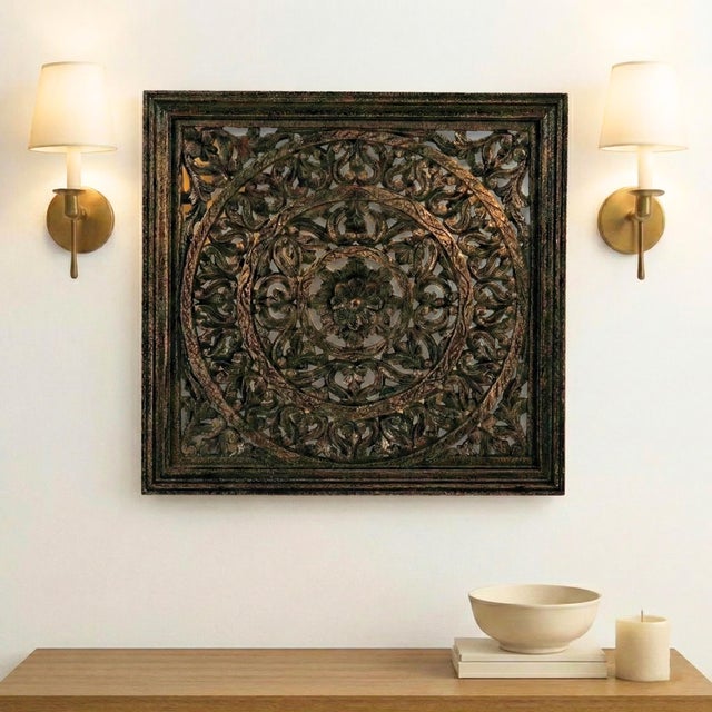 Elevate your home into a sanctuary of texture and history with our exquisite 24 inch panel. This Square Lattice Carved...