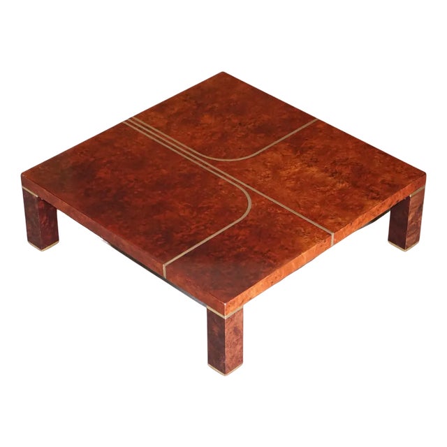 Large Modern Burr, Walnut & Brass Inlay Coffee Table by Charles & Ray Eames For Sale