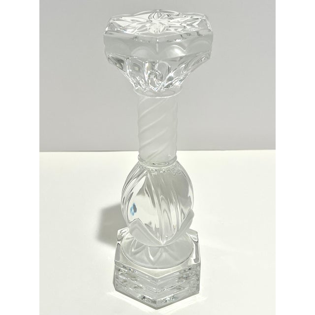 St Louis “Flore Et Pomone” French Lead Crystal Candlestick, Frosted Spiral Stem For Sale - Image 16 of 16