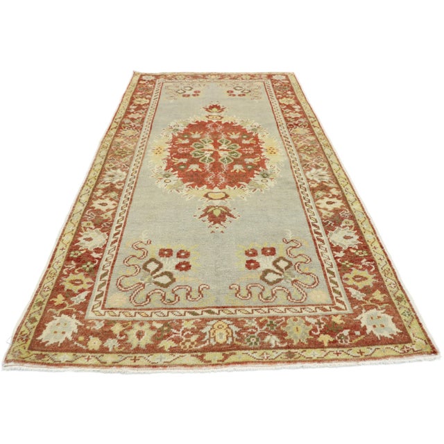 Turkish Distressed Vintage Turkish Oushak Rug - 3′4″ × 6′9″ For Sale - Image 3 of 10