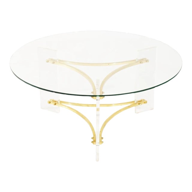 Lucite and Brass Coffee Table by Charles Hollis-Jones, C. 1970s For Sale