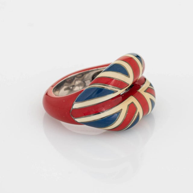 Contemporary Solange Azagury Partridge Union Jack Hot Lips Ring 5.5 Sterling Silver size 5.5 For Sale - Image 3 of 7
