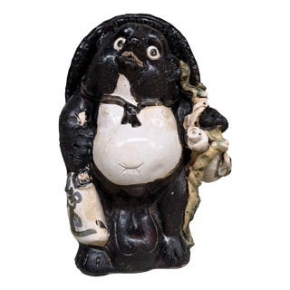 Large Shōwa Shigaraki Earthenware Decorative Tanuki Figure, Japan, 1960s For Sale