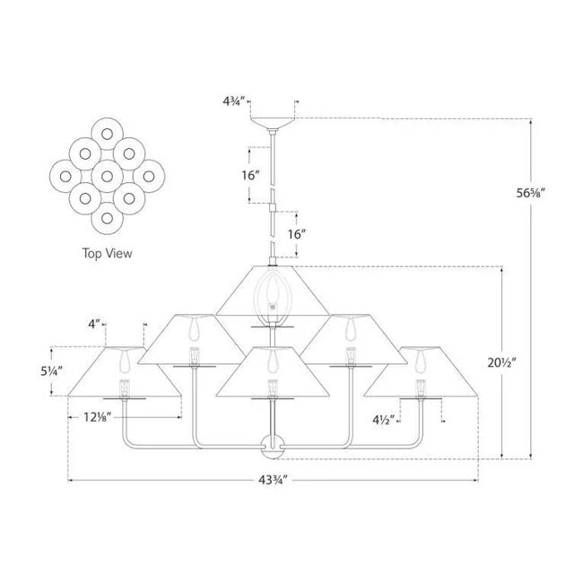 Transitional Niermann Weeks for Visual Comfort Signature Kelley Large Chandelier in Burnished Silver Leaf with Linen Shades For Sale - Image 3 of 3