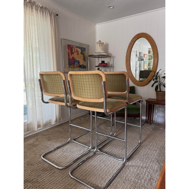 A Classic Set of 4 Cesca Style Barstools in the Style of Marcel Breuer, Circa 1970s–80s. For Sale - Image 10 of 12
