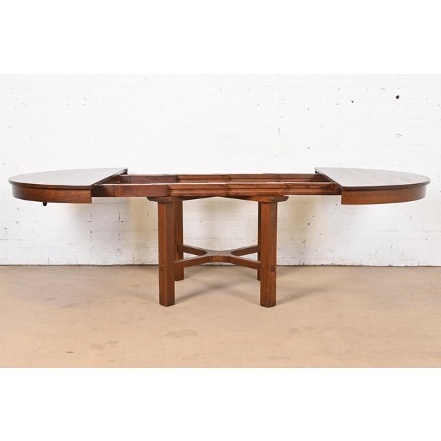Stickley Antique Mission Oak Arts & Crafts Extension Dining Table, Newly Refinished For Sale In South Bend - Image 6 of 11