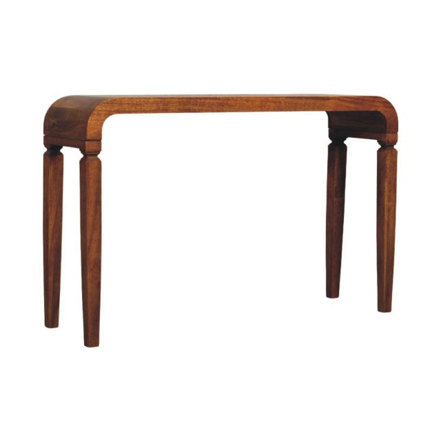 Amber Oak-Finish Mango Wood Curved Console Table For Sale In Philadelphia - Image 6 of 7