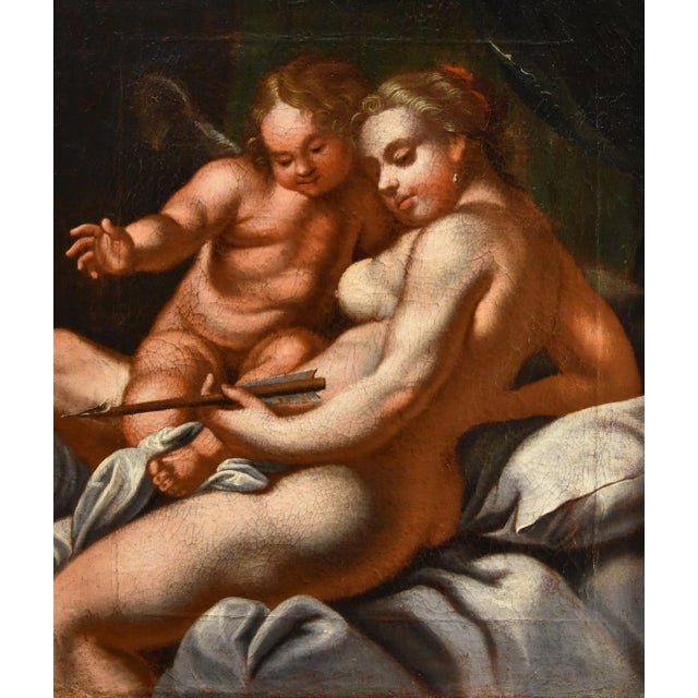 Baroque Venetian School Artist, Venus & Cupid, 1700, Oil on Canvas, Framed For Sale - Image 3 of 14