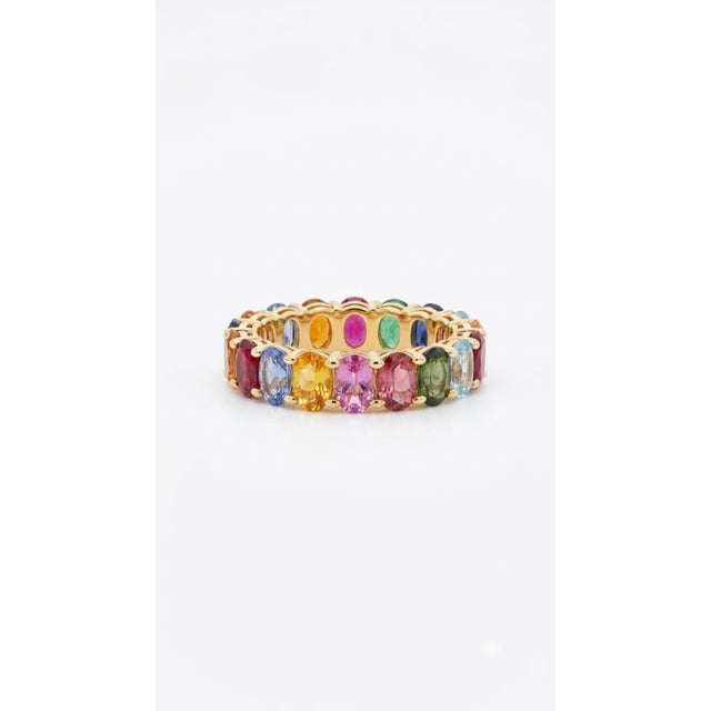 Early 21st Century Stunning 18k Gold Multi Sapphire 1.10cts Halo Ring, New Design, Size 6 For Sale - Image 5 of 6
